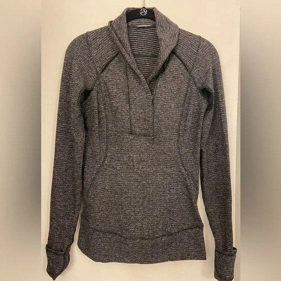 Lululemon Think Fast Pullover Heathered Herringbone Black Size 6 - Picture 2 of 9